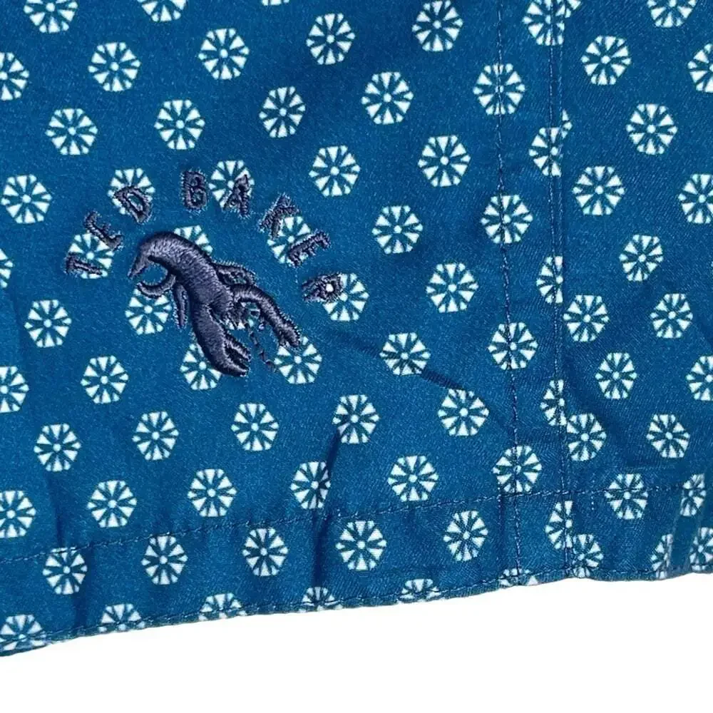 Ted Baker London Swim Trunks Blue Fish Floral Lined Pockets X-Large Vacation